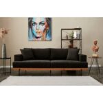 Καναπές τριθέσιος Liva ανθρακί 227x76x94cm ed8754