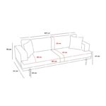 Καναπές τριθέσιος Liva ανθρακί 227x76x94cm ed8754 - Image 2