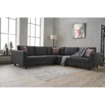 Γωνιακός καναπές Kale ανθρακί 258x258x83cm ed8761