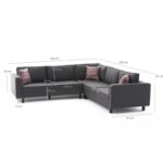 Γωνιακός καναπές Kale ανθρακί 258x258x83cm ed8761 - Image 2