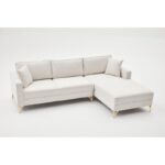 Γωνιακός καναπές Berlin Right κρεμ χρυσό χρώμα 258x181x83cm ed8775 - Image 4