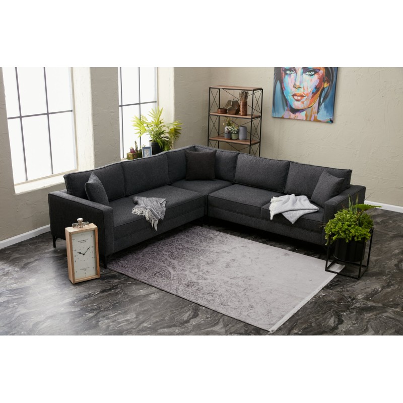 8785_0-800x800 ΓΩΝΙΑΚΟΣ ΚΑΝΑΠΕΣ ξύλινος Berlin Ανθρακί μαύρο 258x258x83cm ed8785 - Image 1