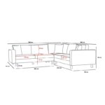 ΓΩΝΙΑΚΟΣ ΚΑΝΑΠΕΣ ξύλινος Berlin ανθρακί χρυσό 258x258x83cm ed8786 - Image 2