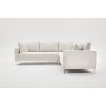 ΓΩΝΙΑΚΟΣ ΚΑΝΑΠΕΣ ξύλινος Berlin κρεμ χρυσό 258x258x83cm ed8787 - Image 4