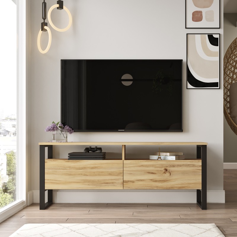899_0-800x800 Έπιπλο TV Villa 140x35 5x55 8cm oak μαύρο ed899 - Image 1