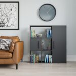 Βιβλιοθήκη Ridge ανθρακί μελαμίνη 120x25x123 6cm ed9077