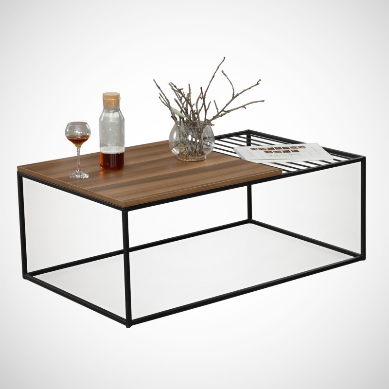 9099_0-800x800 Τραπέζι σαλονιού Zinus καρυδί μελαμίνη μεταλλικά πόδια 95x55x43εκ ed9099 - Image 1