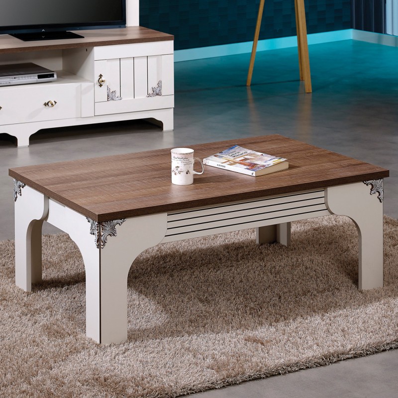 9104_0-800x800 Τραπέζι σαλονιού Gazel άσπρο καφέ μελαμίνη 110x65x45εκ ed9104 - Image 1