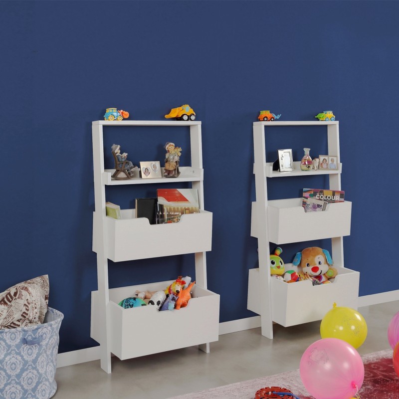 9106_0-800x800 Βιβλιοθήκη ραφιέρα Only double άσπρο χρώμα μελαμίνη 59x35x120cm ed9106 - Image 1