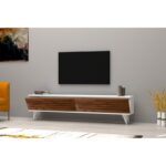 Έπιπλο TV Ventuno χρώματος καρυδί λευκό 160x25x40cm ed910 - Image 5