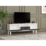 Έπιπλο τηλεόρασης Suzi Marble άσπρο μαύρο 150x35 3x48 8cm ed9156 - Image 5