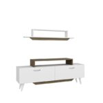 Έπιπλο τηλεόρασης Harmony λευκό καρυδί χρώμα 150x27 7x123 6cm ed9159 - Image 4