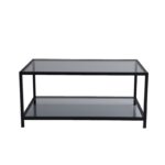 Τραπέζι σαλονιού Astro μεταλλικός σκελετός μαύρο επιφάνεια γυαλί 90x60x40εκ ed916 - Image 4