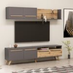 Έπιπλο τηλεόρασης Mono καρυδί ανθρακί χρώμα 180x29 5x45 8cm ed9172
