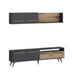 Έπιπλο τηλεόρασης Mono καρυδί ανθρακί χρώμα 180x29 5x45 8cm ed9172 - Image 4