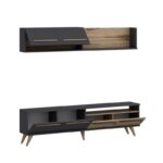 Έπιπλο τηλεόρασης Mono καρυδί ανθρακί χρώμα 180x29 5x45 8cm ed9172 - Image 3