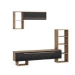 Έπιπλο τηλεόρασης Mega καρυδί μαύρο χρώμα 209x27 7x123 6cm ed9178 - Image 4