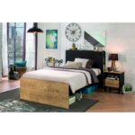 Μονό κρεβάτι Black Bed δρυς μαύρο μελαμίνη 123x221x108εκ ed9299