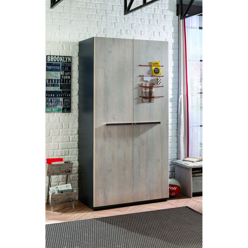 9317_0-800x800 Ντουλάπα ρούχων δίφυλλη Trio 101x54x203cm μελαμίνη ed9317 - Image 1