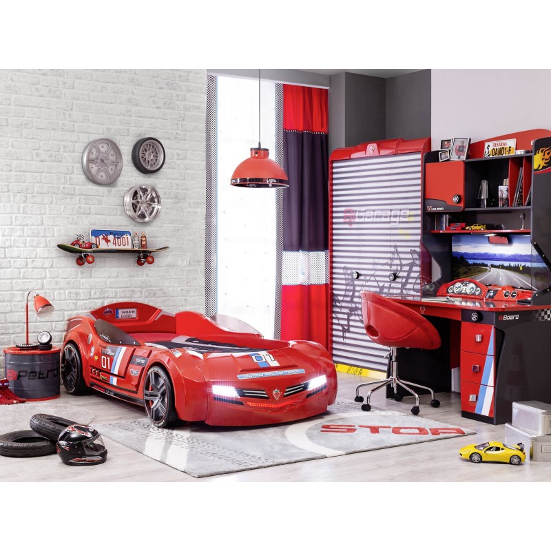 9334_0-800x800 Κρεβάτι αυτοκίνητο Biturbo κόκκινο μελαμίνη 126x225x66εκ ed9334 - Image 1