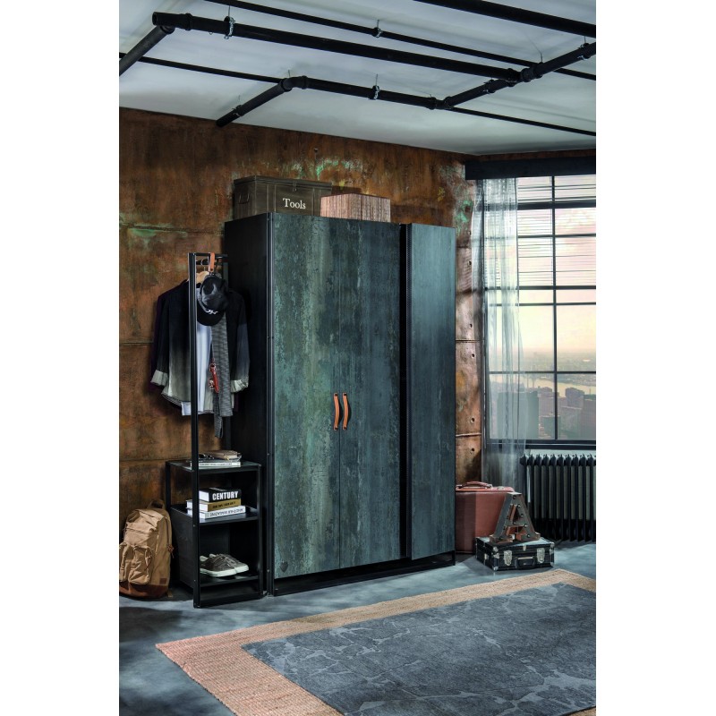 9337_0-800x800 Ντουλάπα Dark Metal πετρόλ μελαμίνη 132x62x210εκ ed9337 - Image 1