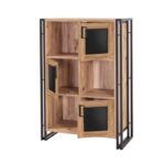 Βιβλιοθήκη Sinistra Atlantic Pine μαύρο χρώμα μελαμίνη 89x35xH127cm ed933 - Image 4