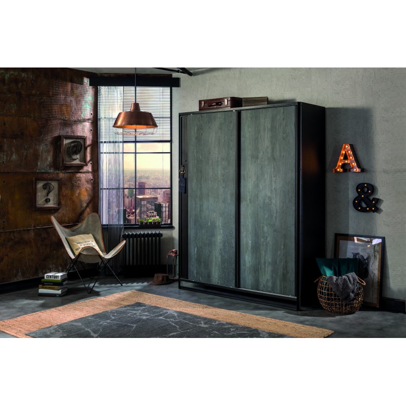 9342_0-800x800 Ντουλάπα Dark Metal σκούρο πράσινο μελαμίνη 162x58x210εκ ed9342 - Image 1