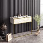 Κονσόλα Polka μεταλλικά πόδια άσπρη μελαμίνη 90x38 5x76 8cm ed936