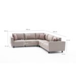 Γωνιακός καναπές Kale κρεμ 258x258x83cm ed943 - Image 2