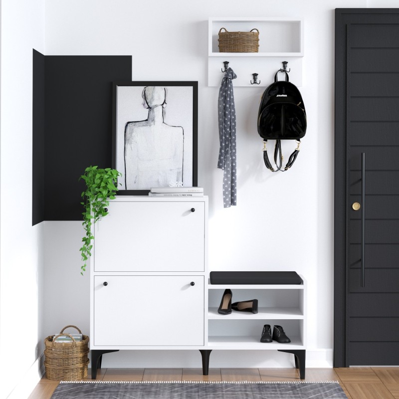 9459_0-800x800 Έπιπλο εισόδου Fredy άσπρο μελαμίνη με κρεμάστρα και μαξιλάρι 110x35x92εκ ed9459 - Image 1