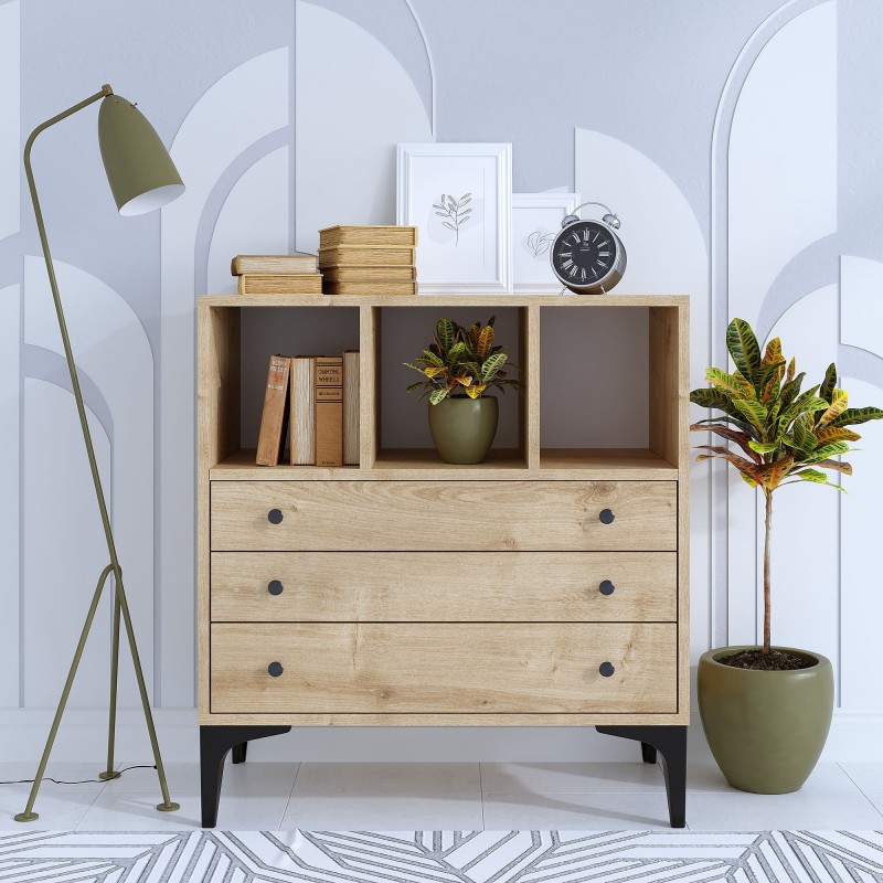 9464_0-800x800 Συρταριέρα Nevada 80x40x86cm μελαμίνη oak ed9464 - Image 1