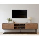 Έπιπλο TV Dani 180x50x40cm μελαμίνη καρυδί μαύρο χρώμα ed94