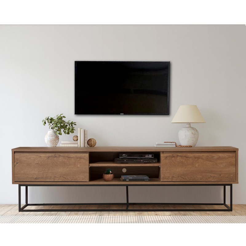 94_0-800x800 Έπιπλο TV Dani 180x50x40cm μελαμίνη καρυδί μαύρο χρώμα ed94 - Image 1