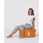 Πουφ Round πορτοκαλί ύφασμα 55x30cm ed9508