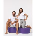 Πουφ Round μωβ ύφασμα 55x30cm ed9509 - Image 3