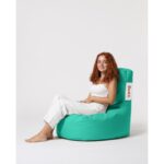 Πουφ Lina αδιάβροχο Turquoise ύφασμα 70x35cm ed9520 - Image 3