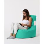 Πουφ Lina αδιάβροχο Turquoise ύφασμα 70x35cm ed9520 - Image 2