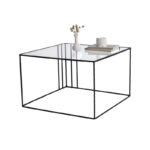 Τραπέζι σαλονιού Outline μαύρο μεταλλικό πλαίσιο γυάλινη επιφάνεια 55x55x36εκ ed952 - Image 5