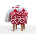 Σκαμπώ Corville  λευκό κόκκινο 42x42cm ed9538 - Image 3