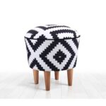 Σκαμπώ Luiz μαύρο λευκό 42x42cm ed9539 - Image 4