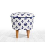 Σκαμπώ Candio μπλε λευκό 42x42cm ed9540 - Image 5