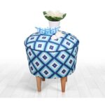 Σκαμπώ Candio μπλε λευκό 42x42cm ed9551 - Image 4