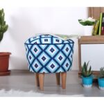 Σκαμπώ Candio μπλε λευκό 42x42cm ed9551 - Image 3