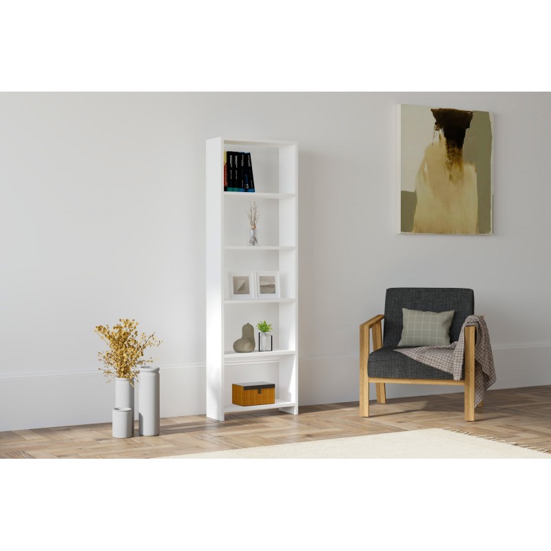 956_0-800x800 Βιβλιοθήκη New άσπρο μελαμίνη 160x19 6x50εκ ed956 - Image 1
