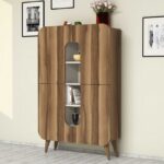 Ντουλάπι Mine καρυδί κρεμ μελαμίνη 93x31 8x144εκ ed960 - Image 4