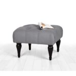 Σκαμπώ Floral γκρι ύφασμα 51x46x36cmed9629 - Image 4