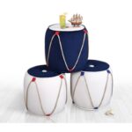 Σκαμπώ Fora μπλε λευκό 44x42cm ed9676 - Image 2