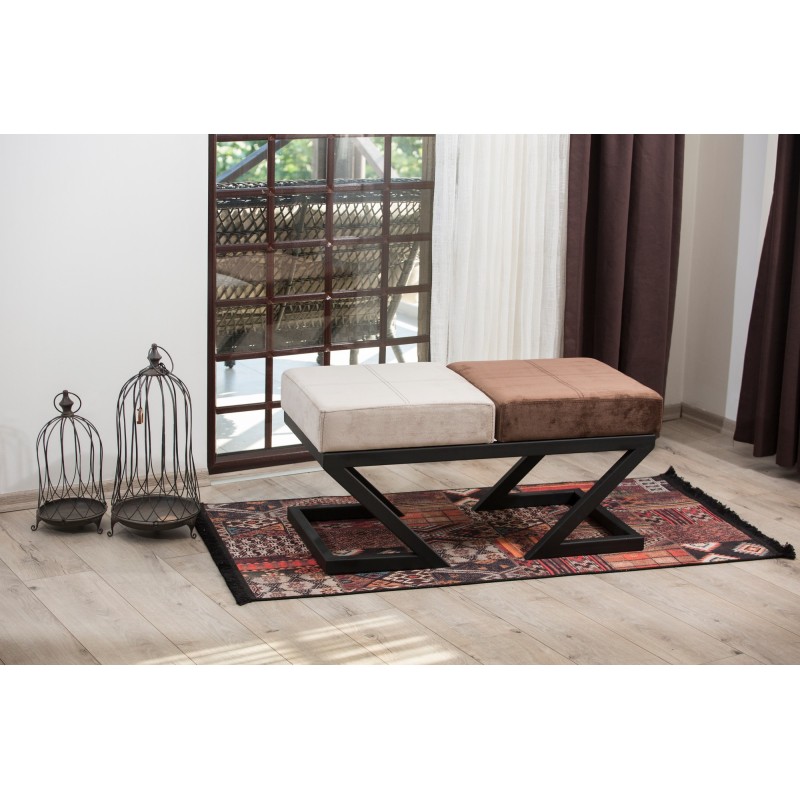 9719_0-800x800 Σκαμπώ Benve 92x44x46cm μέταλλο ύφασμα μπεζ καφ΄έ ed9719 - Image 1