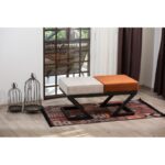 Σκαμπώ Benve 92x44x46cm μέταλλο ύφασμα μπεζ πορτοκαλί ed9720