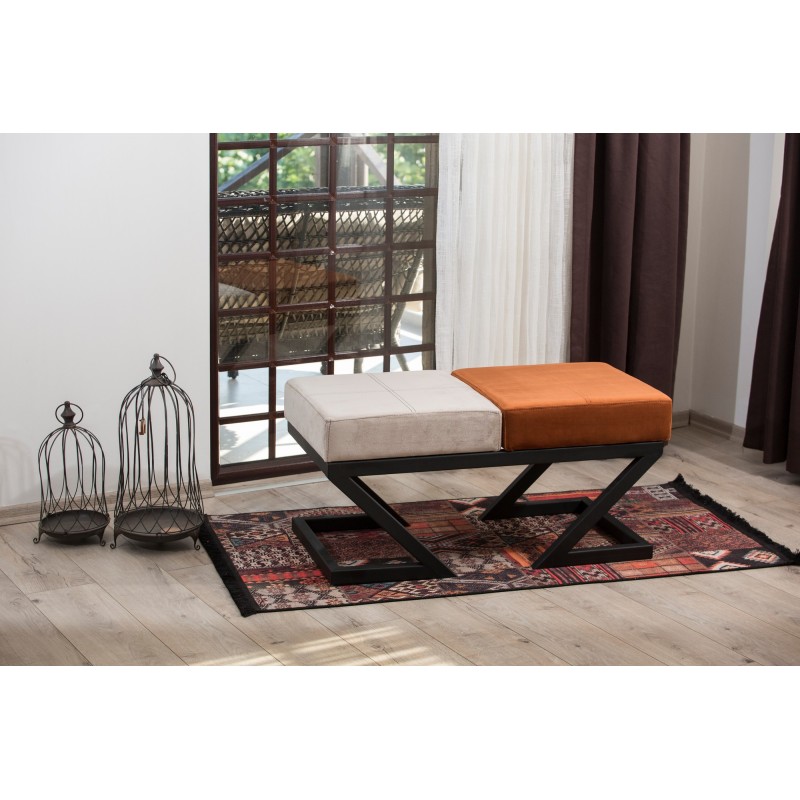 9720_0-800x800 Σκαμπώ Benve 92x44x46cm μέταλλο ύφασμα μπεζ πορτοκαλί ed9720 - Image 1